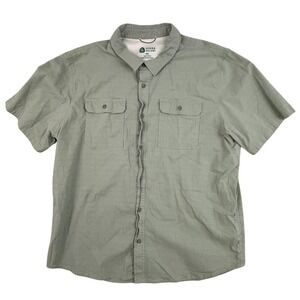 Sierra Designs Button Down Men XXL Green Hiking Outdoor Short Sleeve Ripstop